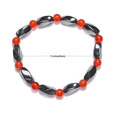 Round Natural Carnelian(Dyed & Heated) Stretch Bracelets BJEW-G072-13-1
