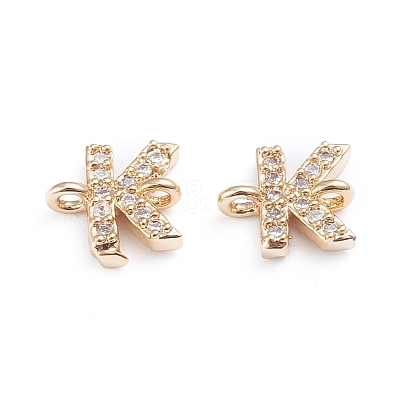 Brass Micro Pave Cubic Zirconia Letter Links X-ZIRC-I042-16G-K-1