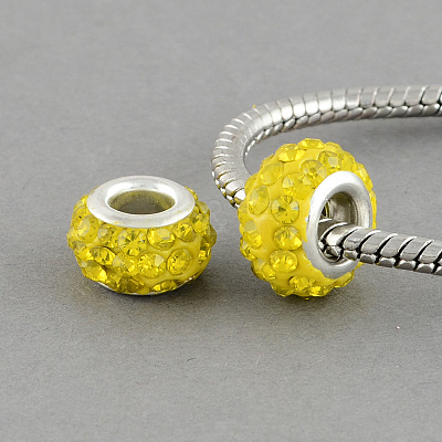 Polymer Clay Grade A Rhinestone Rondelle European Beads RB-S023-08-1