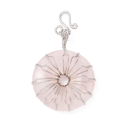 Natural Rose Quartz Big Pendants G-P459-01P-G-1