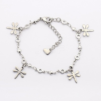 Tarnish Resistant 316 Surgical Stainless Steel Dragonfly Charms Bracelets X-BJEW-J107-40-1