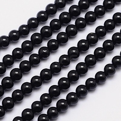 Natural Black Tourmaline Round Bead Strands X-G-I160-01-4mm-1