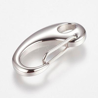 Tarnish Resistant 304 Stainless Steel Push Gate Snap Keychain Clasp Findings STAS-K149-14P-1