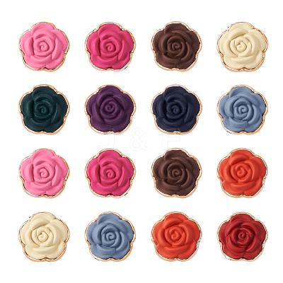 100Pcs 10 Colors Opaque Resin Flower Cabochons CRES-YS0001-06-1