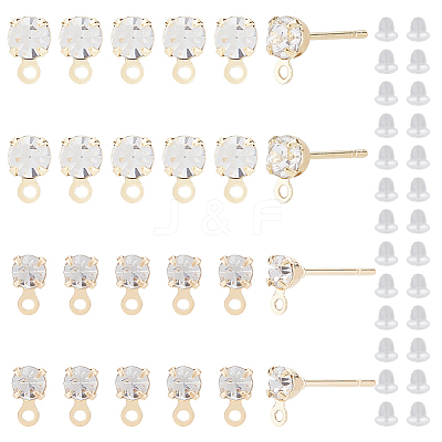 80Pcs Brass Stud Earring Findings KK-BC0009-38-1