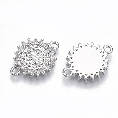 Brass Micro Pave Cubic Zirconia Links connectors X-ZIRC-T005-035B-P-1