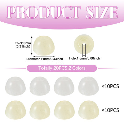 20Pcs 2 Colors Resin UV Reactive Beads RESI-TA0005-68-1