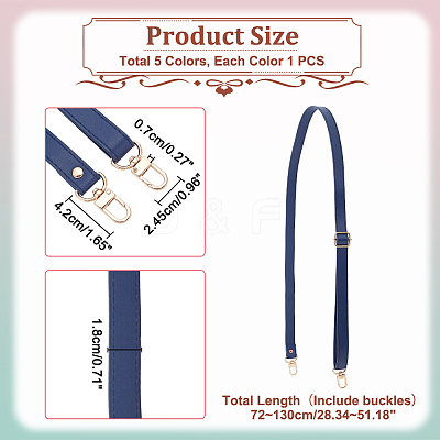 5Pcs 5 Colors PU Imitation Leather Adjustable Bag Straps FIND-WR0009-78A-1