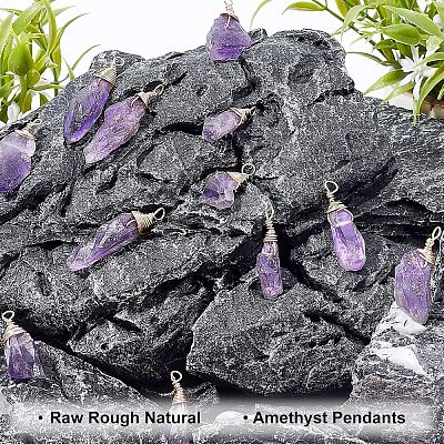 30Pcs Raw Rough Natural Amethyst Pendants FIND-FH0004-86-1