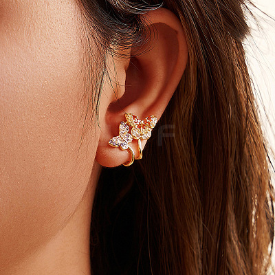 925 Sterling Silver Micro Pave Cubic Zirconia Stud Earrings EJEW-K284-06G-1