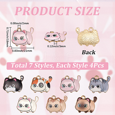 28Pcs 7 Colors Printed Alloy Pendants FIND-BM0001-01-1
