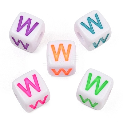 Opaque Acrylic Enamel European Beads AC-ACBA1794-04W-1