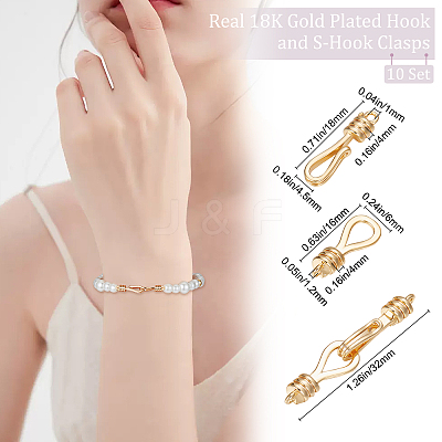 10 Sets Brass Hook and S-Hook Clasps KK-BBC0005-60-1