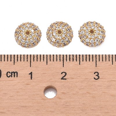 Apetalous Half Round/Dome Brass Micro Pave Cubic Zirconia Bead Caps ZIRC-D062-G-1