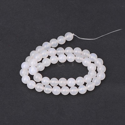 Natural White Agate Round Beads Strands G-N0151-10-8mm-1