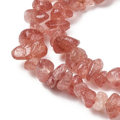 Natural Strawberry Quartz Chip Bead Strands G-M205-56A-1