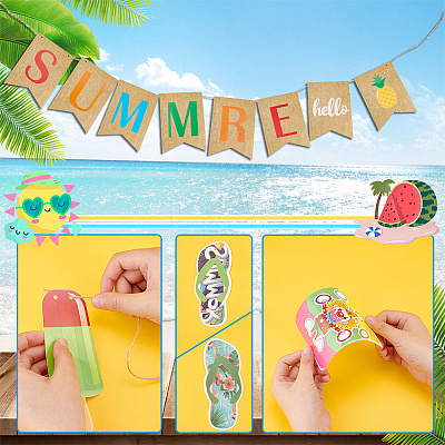 5 Bags 5 Style Summer Birthday Theme Paper Hanging Decorations & Flag Banners HJEW-GA0001-46-1