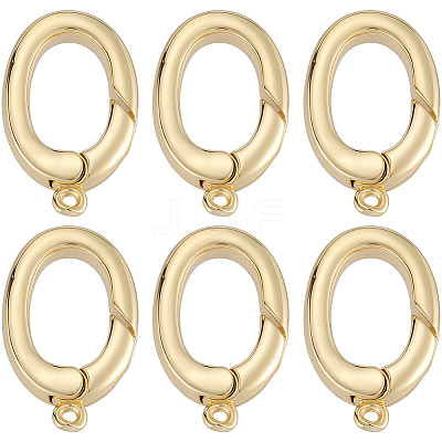 6Pcs Rack Plating Brass Spring Gate Rings KK-SC0006-48G-01-1