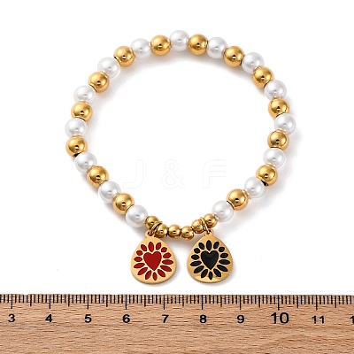 201 Stainless Steel Round Beaded Stretch Bracelets BJEW-C090-03G-G-1