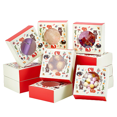 Animal Printed Cardboard Paper Handmade Soap Packaging Boxes with Round Visible Window CON-WH0086-178A-1