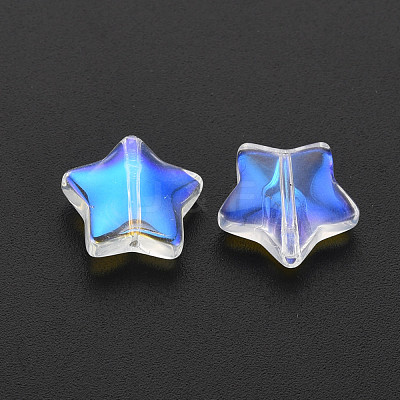 Electroplate Transparent Glass Beads GLAA-T022-25-B01-1