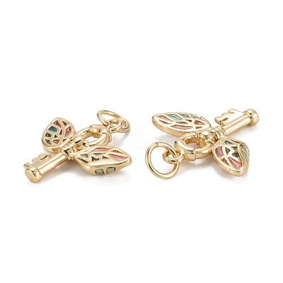Brass Enamel  Pendants KK-C223-12G-1
