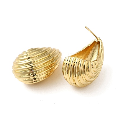 Rack Plating Brass Shell Shape Stud Earrings for Women X-EJEW-Z019-20G-1