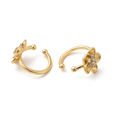 Rack Plating Brass Micro Pave Cubic Zirconia Cuff Earrings EJEW-P226-09G-1
