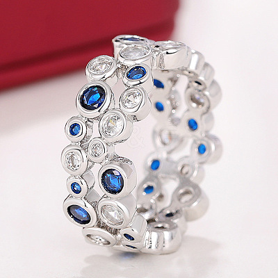 Hollow Brass Pave Cubic Zirconia Finger Rings FS-WG3B071-05-1
