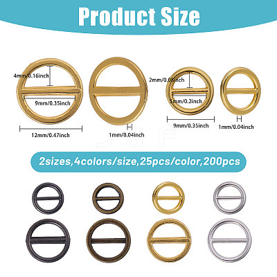200Pcs 8 Colors Flat Round Alloy Buckle Clasps FIND-GL0001-99-1