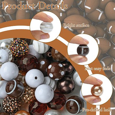 DIY Rugby Acrylic Beaded Keychain Pendant Decoration Making Kit MACR-CJC0004-18-1