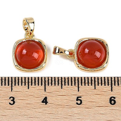Natural Carnelian(Dyed & Heated) Square Charms KK-P283-46G-1