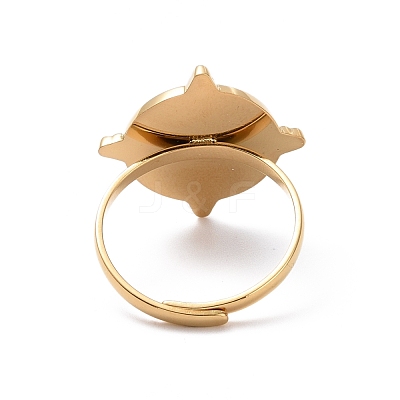 Ion Plating(IP) Enamel Flat Round with Sun Signet Cuff Ring RJEW-G265-07G-1