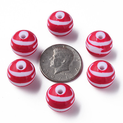 Opaque Striped Acrylic Beads MACR-S373-27B-03-1