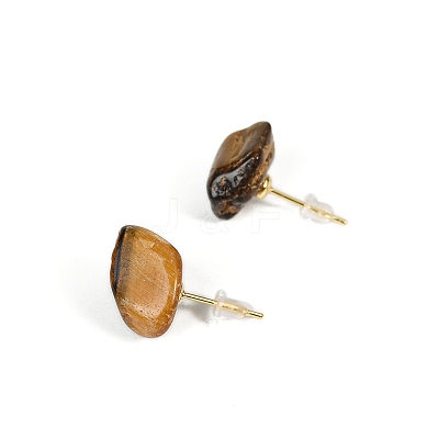 Natural Tiger Eye Studs Earrings PW-WG81550-06-1