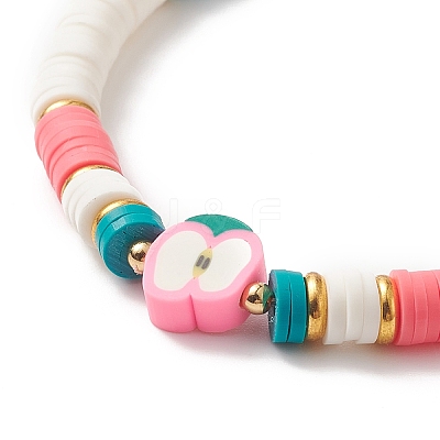 4Pcs 4 Style Handmade Polymer Clay Heishi Stretch Bracelets Set BJEW-TA00237-1