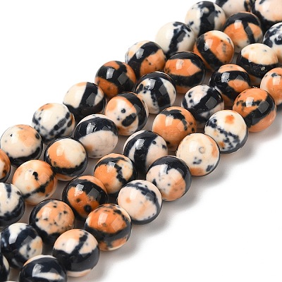 Synthetic Ocean White Jade Bead Strands G-J350-8mm-03-1