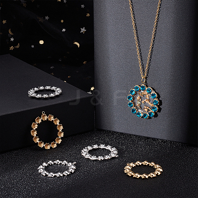 12Pcs 2 Colors 304 Stainless Steel Pendant Rhinestone Settings STAS-UN0043-13-1