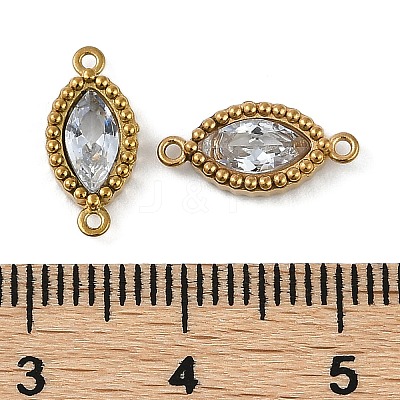 Ion Plating(IP) 304 Stainless Steel Cubic Zirconia Horse Eye Links Connector Charms STAS-K256-21G-05-1