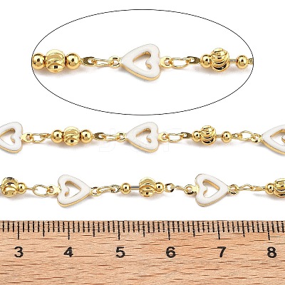 Brass Heart Link Chains KK-D368-03G-D-1
