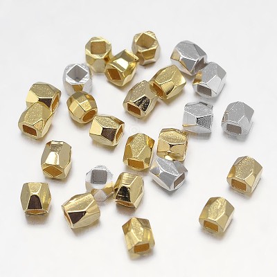 Faceted Barrel Brass Spacer Beads KK-E738-57-1