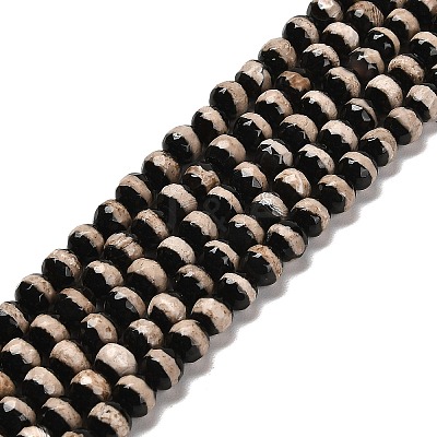 Natural Tibetan Striped Pattern dZi Agate Beads Strands G-B079-B01-01-1