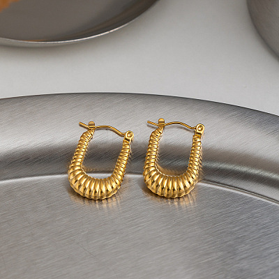 Textured 304 Stainless Steel Hoop Earrings for Women ZR7254-1