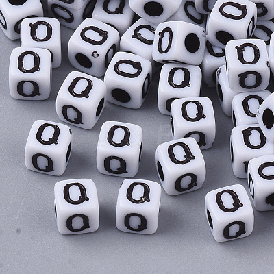 White Opaque Acrylic Beads X-MACR-R869-02Q-1