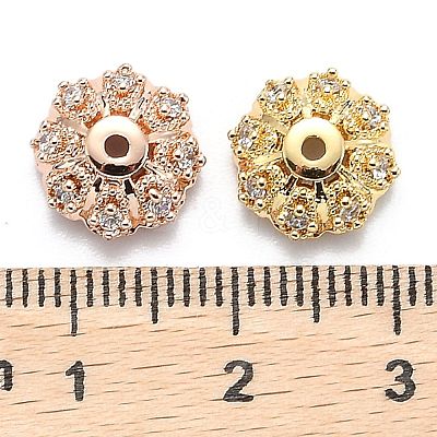 Multi-Petal Brass Micro Pave Cubic Zirconia Bead Caps ZIRC-F088-038-M-1