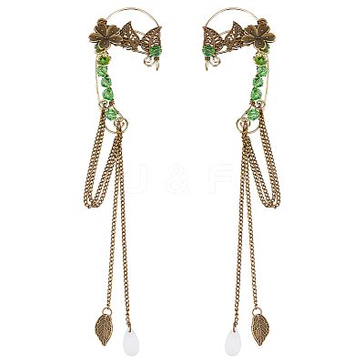 1 Pair Alloy Leaf Cuff Earrings EJEW-HS0001-23B-1
