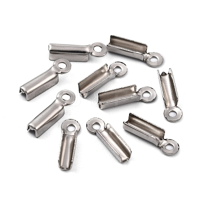 Tarnish Resistant 201 Stainless Steel Fold Over Crimp Cord Ends X-STAS-R055-07-1