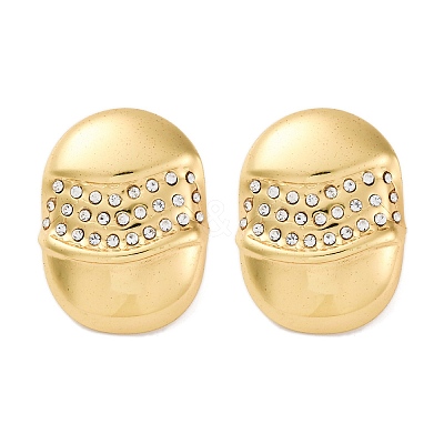 304 Stainless Steel Rhinestone Stud Earrings for Women EJEW-L296-018G-1