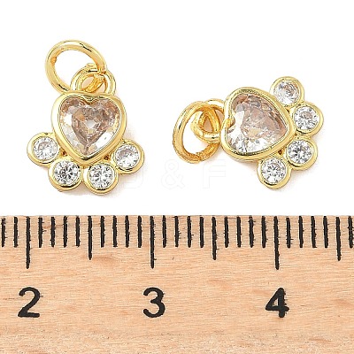 Brass Pave Cubic Zirconia Paw Print Charms KK-I355-17G-06-1