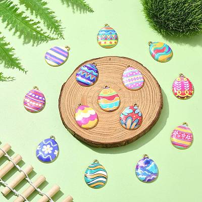 28Pcs 14 Colors Printed Alloy Pendants FIND-CJ0002-88-1